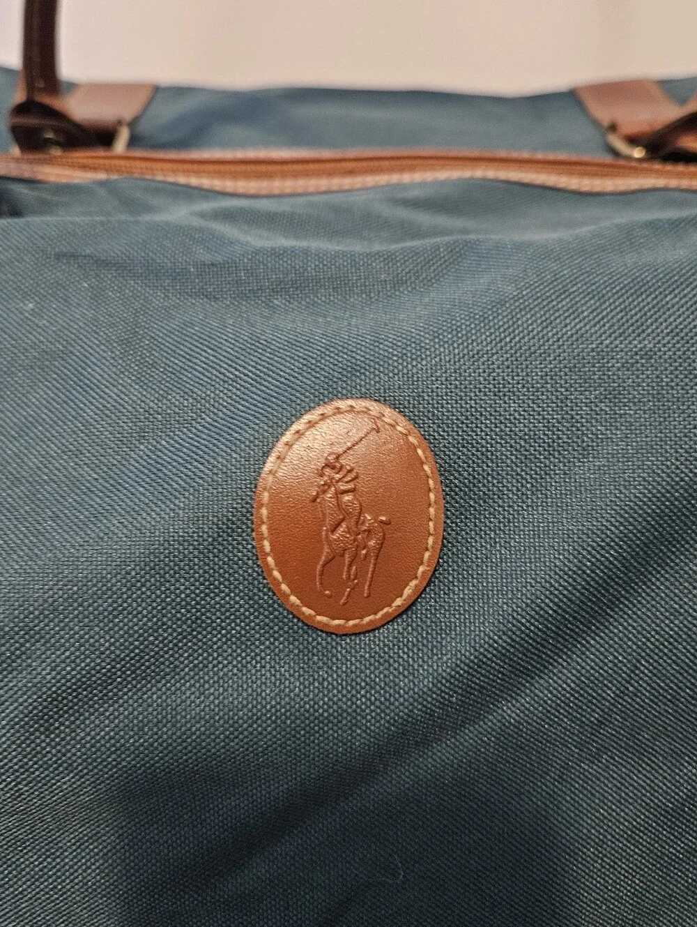 Ralph Lauren Fragrances Duffle Canvas/Faux Leather Travel Weekender Bag Green